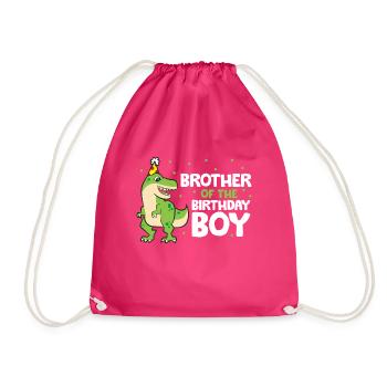 Bruder des Geburtstagskindes Dinosaurier - Turnbeutel - Fuchsia - Vorne