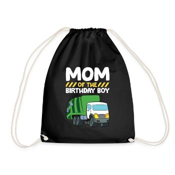 Mom Of The Birthday Boy Garbage Truck Birthday - Drawstring Bag - black - Front