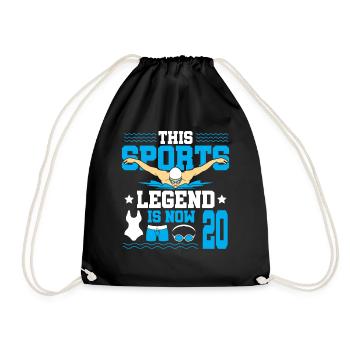 This sports legend is now 20, swimming game 20. - Drawstring Bag - black - Front