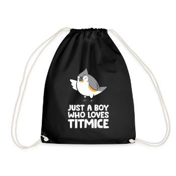Just a Boy Who Loves Titmice Tufted Titmouse Bird - Drawstring Bag - black - Front