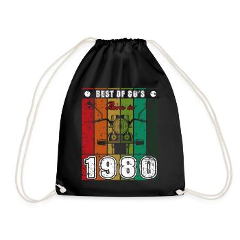 Best Of 80's Born 1980 Classic Motorcycle - Drawstring Bag - black - Front