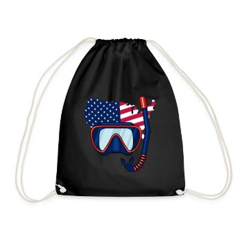Tauchermaske Amerikanische USA Flagge, Taucher - Turnbeutel - Schwarz - Vorne