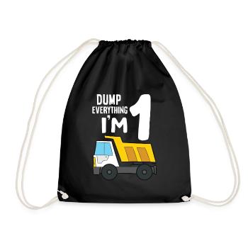 Dump Truck 1st Birthday Dump Everything I'm 1 - Turnbeutel - Schwarz - Vorne
