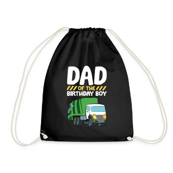 Dad Of The Birthday Boy Garbage Truck Birthday - Drawstring Bag - black - Front