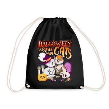 Halloween Is Better With Cats Spooky Kitty - Drawstring Bag - black - Front