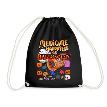 Medicine to Happiness on Halloween Clowder Of - Drawstring Bag - black - Front