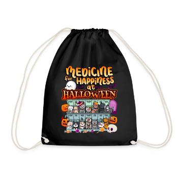 Medicine to Happiness on Halloween Clowder Of - Drawstring Bag - black - Front