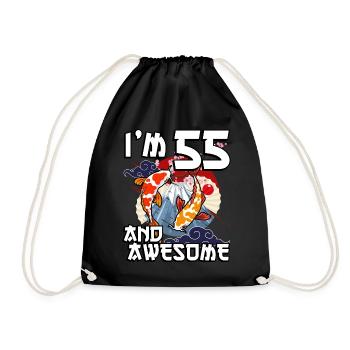 I Am 55 And Awesome Japanese Carp Koi - Drawstring Bag - black - Front
