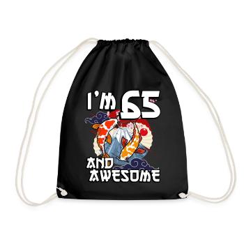 I Am 65 And Awesome Japanese Carp Koi - Drawstring Bag - black - Front