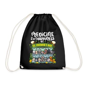 Medizin Zum Glücklichsein Am St. Patrick's Day - - Turnbeutel - Schwarz - Vorne