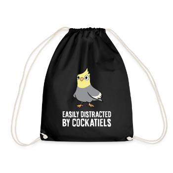 Easily Distracted By Cockatiels Funny Cockatiel - Turnbeutel - Schwarz - Vorne