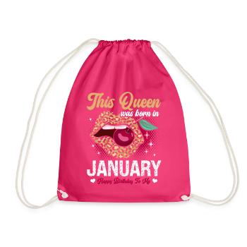 This queen was born in January happy - Drawstring Bag - fuchsia - Front