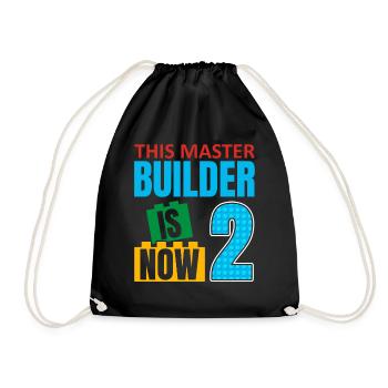 This Builder Is Now 2, Toy Blocks 2. - Drawstring Bag - black - Front