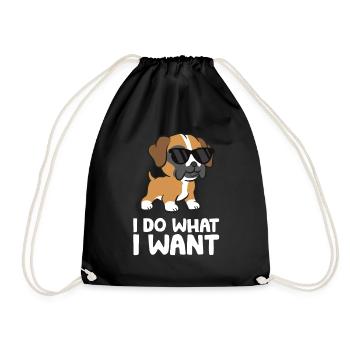 Boxer Hund Haustier Boxer Hund Ich mache was ich - Turnbeutel - Schwarz - Vorne