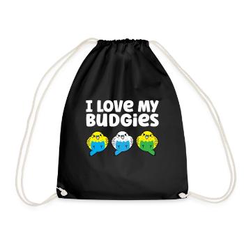 Budgie Parakeet Bird Owner I Love My Budgies - Drawstring Bag - black - Front