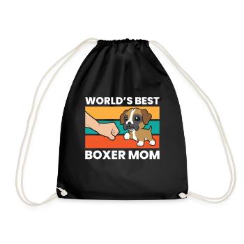 Boxer Dog Mom World's Best Boxer Mom - Drawstring Bag - black - Front