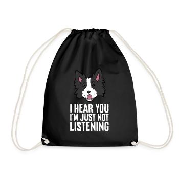 Border Collie Dog Je t’entends, je n’entends que - Sac de sport léger - noir - Devant