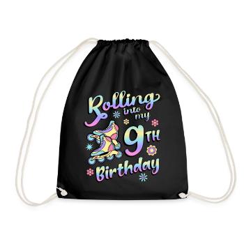 Rolling Into My 9th Birthday Roller Skater Inline - Turnbeutel - Schwarz - Vorne