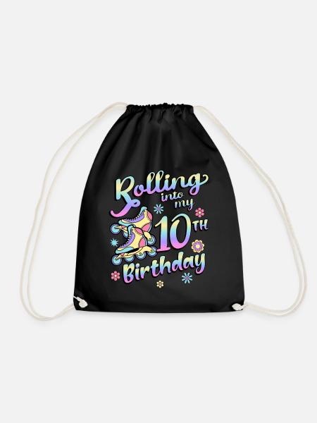 Rolling Into My 10th Birthday Roller Skater - Turnbeutel - Schwarz