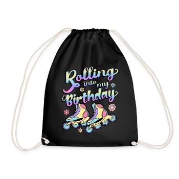 Rolling Into My Birthday Roller Skater Inline - Turnbeutel - Schwarz - Vorne