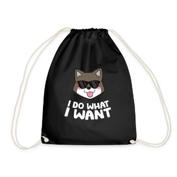 Kochi-Ken Dog Japanese Shikoku I Do What I Want - Drawstring Bag - black - Front