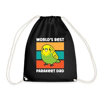 Parakeet Budgerigar Bird Papa Worlds Best - Drawstring Bag - black - Front