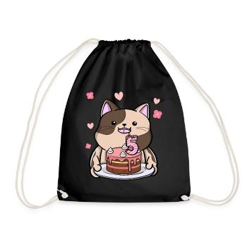 Le chat potelé garde un gâteau d’anniversaire 5. - Sac de sport léger - noir - Devant