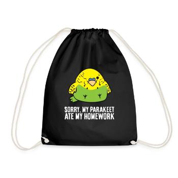 Parakeet School Homework Sorry My Parakeet Ate My - Drawstring Bag - black - Front