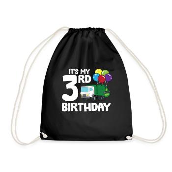 Garbage Truck It's My 3rd Birthday Garbage Day 3 - Drawstring Bag - black - Front