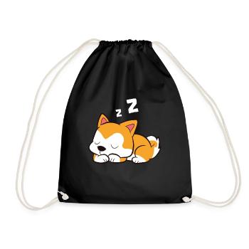 Akita Sleeping Lazy Akita Pajama Sleeping Akita - Drawstring Bag - black - Front