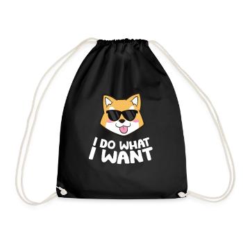 Akita Puppy I Do What I Want Funny Akita Dog - Drawstring Bag - black - Front