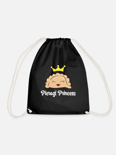 Pierogi Princess Poland Food Cute Pierogi - Drawstring Bag - black