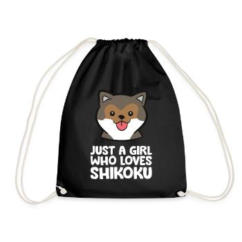 Just a Girl Who Loves Shikoku Dogs - Drawstring Bag - black - Front