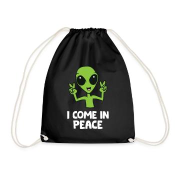 Alien I Come In Peace Space Rave EDM Music Alien - Drawstring Bag - black - Front