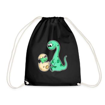 Dinosaurier mit Baby Dinosaurier - Turnbeutel - Schwarz - Vorne