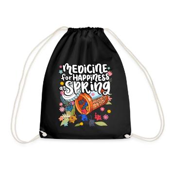 Medicine to Happiness at Spring Cat Gummies - Drawstring Bag - black - Front