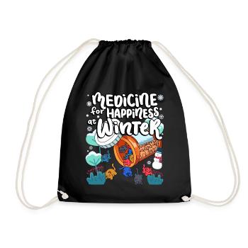 Medicine to Happiness at Winter Cat Gummies - Drawstring Bag - black - Front