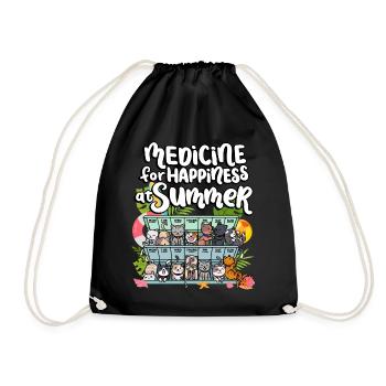 Medicine for Happiness in Summer Weekday Cats - Drawstring Bag - black - Front