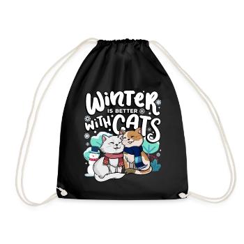 Winter is better with cats autumn season - Drawstring Bag - black - Front