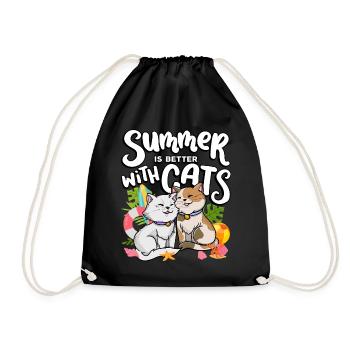 Summer is better with cats Summer Pet Lover - Drawstring Bag - black - Front