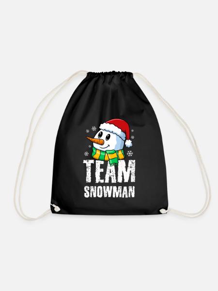 Team Schneemann / Winter Weihnachten Schlitten - Turnbeutel - Schwarz