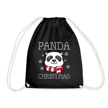 Panda Christmas / Christmas, Winter, funny - Drawstring Bag - black - Front