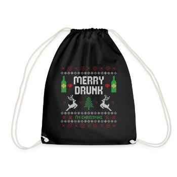 Merry Drunk I'm Christmas Funny / Weihnachten fun - Turnbeutel - Schwarz - Vorne