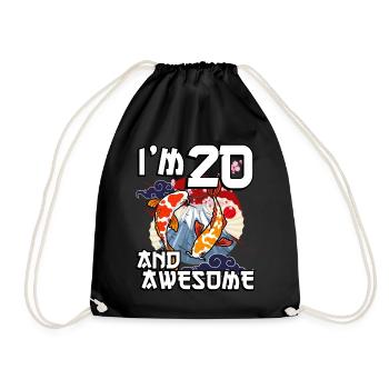 I Am 20 And Awesome Japanese Carp Koi - Drawstring Bag - black - Front