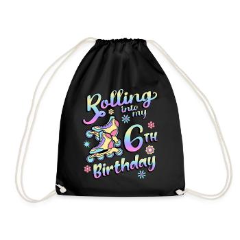 Rouler dans mon 6e anniversaire Roller Skater Inline - Sac de sport léger - noir - Devant