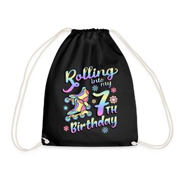 Rolling Into My 7th Birthday Roller Skater Inline - Turnbeutel - Schwarz - Vorne