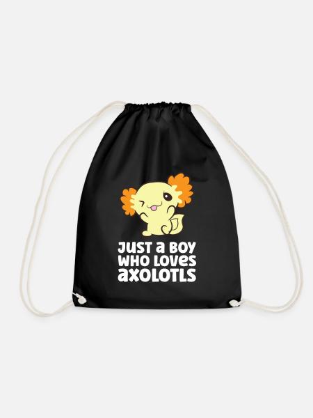 Just a Boy Who Loves Axolotls - Drawstring Bag - black