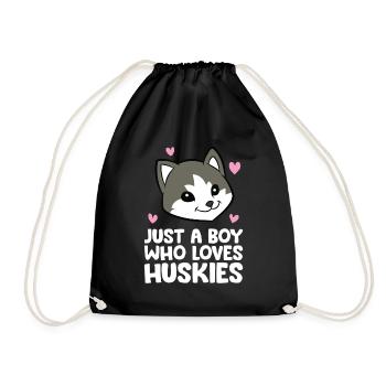 Siberian Husky Dog Just a Boy Who Loves Huskies - Turnbeutel - Schwarz - Vorne