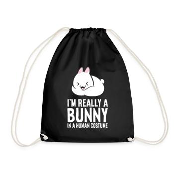 Rabbit Costume I'm Really A In A Human Costume - Drawstring Bag - black - Front