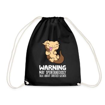 Crested Gecko May Spontaneously Talk About - Drawstring Bag - black - Front